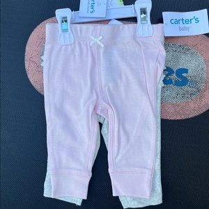 2 Pack Pink & Gray Carters Size 3 Month Baby Pants